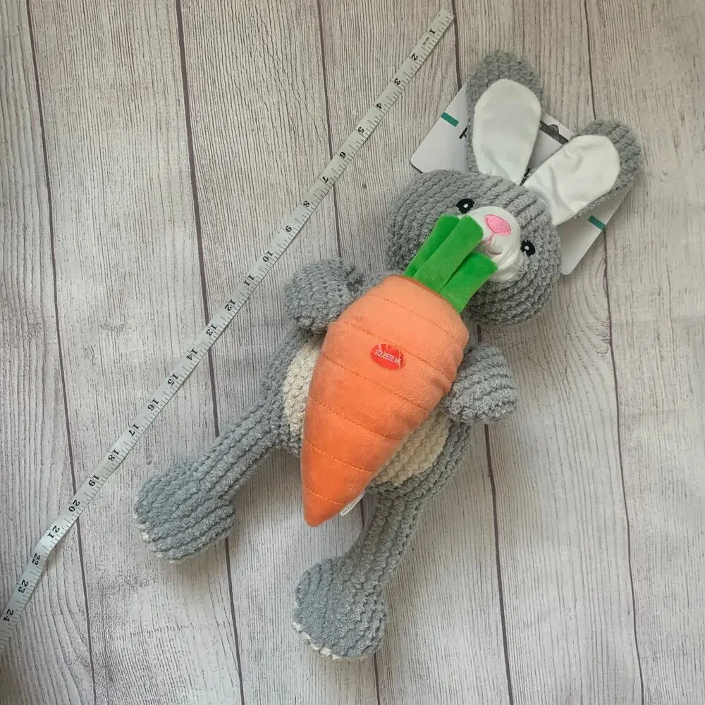 Patchwork Pet Bunny Rabbit and Carrot Dog Toy Crinkle Squeak Grunt Fetch 19